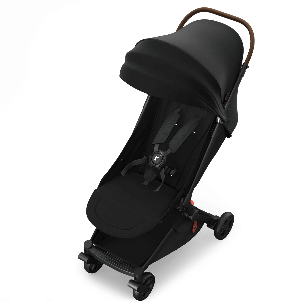 Close-up of Redsbaby SKIP² in black, highlighting canopy and seat detail.