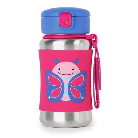 SKIP HOP Zoo SS Straw Bottle 350 ml- Butterfly