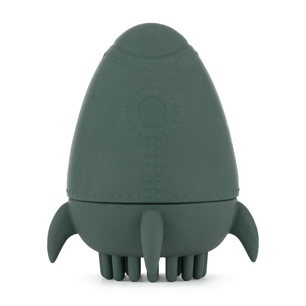 Petite&Mars Silicone toy with shower brush Splashy Rocket Misty Green 6m+