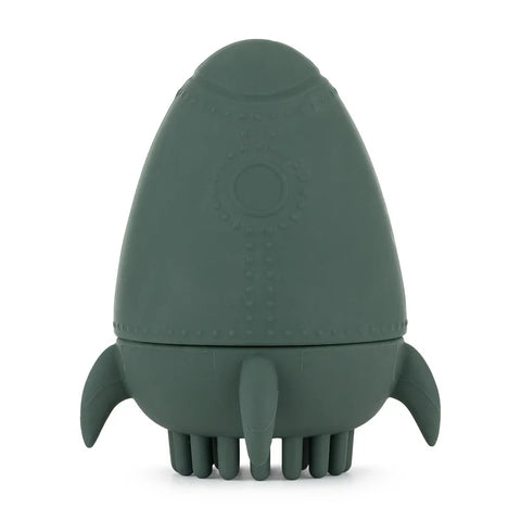 Petite&Mars Silicone toy with shower brush Splashy Rocket Misty Green 6m+
