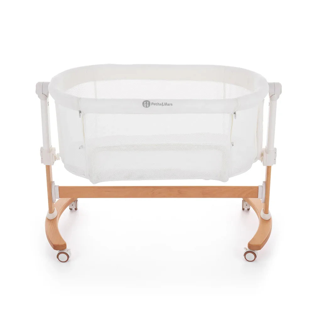 Petite&Mars Bedside crib Glory with swing function 2in1