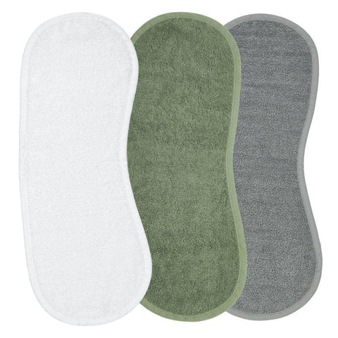 Meyco - Meyco Baby Burb Cloth 3-Pack - Terry Uni White, Forest Green, Grey (53x20cm) - Mari Kali Stores Cyprus
