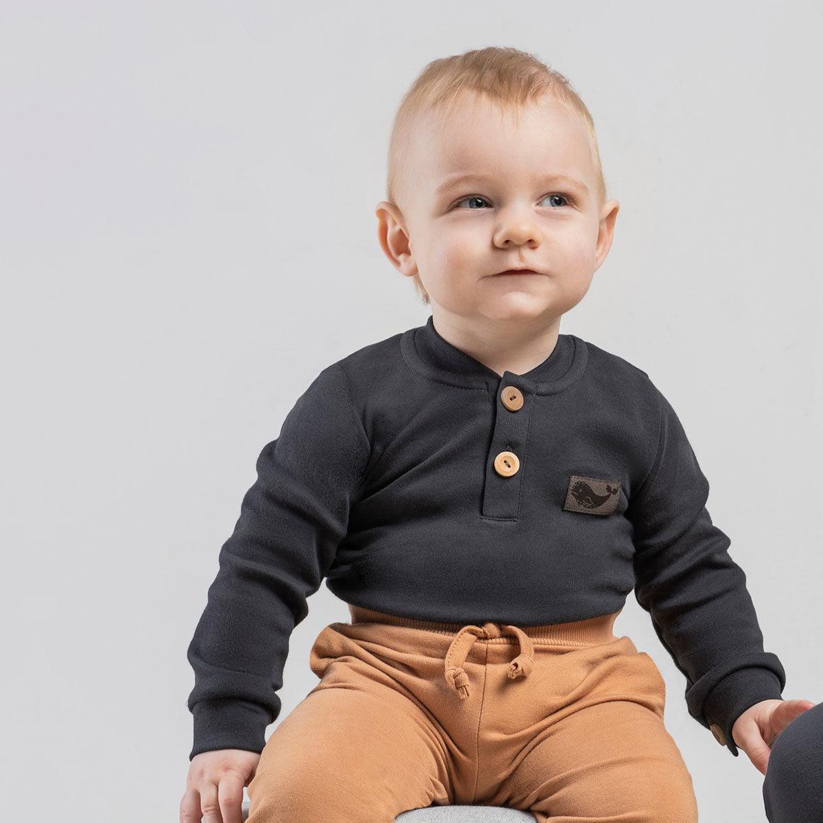 BamarNicol - Bamar Nicol Cotton bodysuit for boys long sleeves graphite MIKI - Mari Kali Stores Cyprus