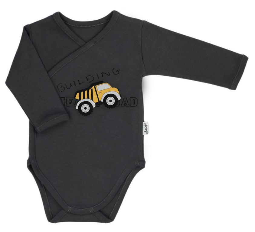 BamarNicol - Bamar Nicol Cotton bodysuit for boys long sleeves graphite TRUCK - Mari Kali Stores Cyprus