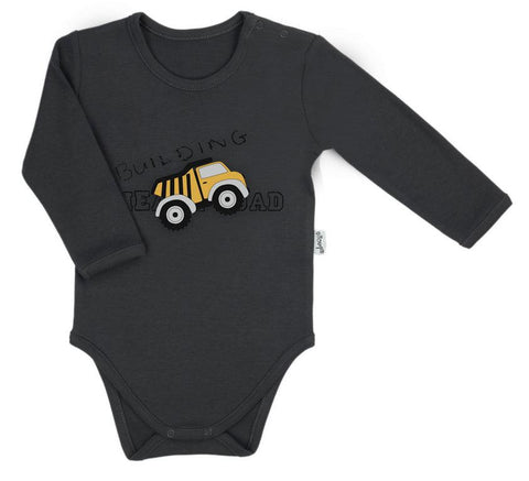 BamarNicol - Bamar Nicol Cotton bodysuit for boys long sleeves graphite TRUCK - Mari Kali Stores Cyprus