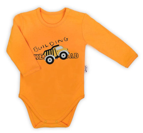 BamarNicol - Bamar Nicol Cotton bodysuit for boys long sleeves yellow TRUCK - Mari Kali Stores Cyprus