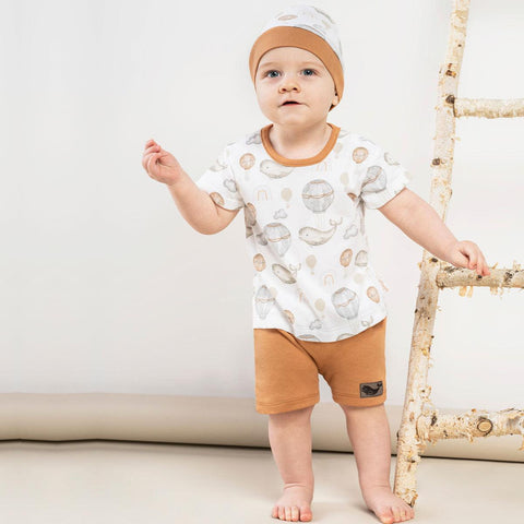 BamarNicol - Bamar Nicol Cotton rompers boys white and caramel MIKI - Mari Kali Stores Cyprus