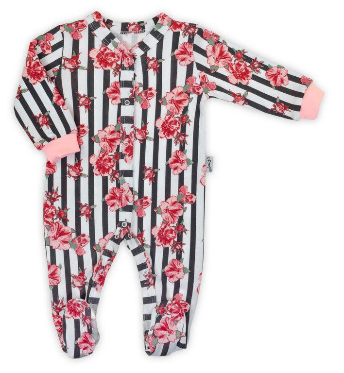 BamarNicol - Bamar Nicol cotton sleepsuit , girl, stripes, flowers, pink NANA - Mari Kali Stores Cyprus