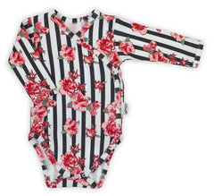 BamarNicol - BamarNicol Envelope bodysuit, long sleeves, girl, pink, stripes, flowers NANA - Mari Kali Stores Cyprus