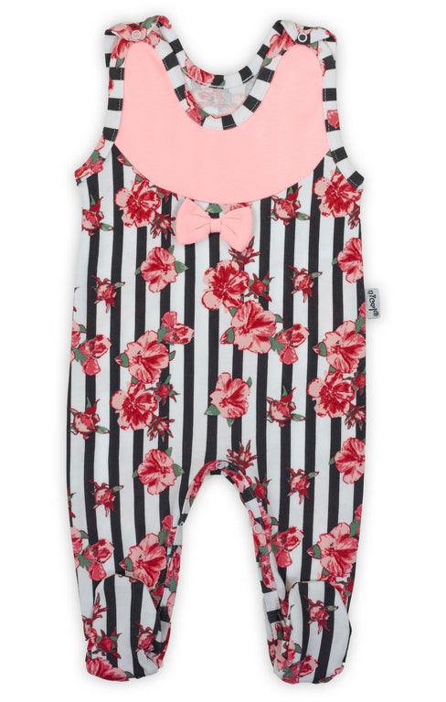 BamarNicol - BamarNicole cotton trousers with feet Baby rompers, girl, pink, stripes, flowers NANA - Mari Kali Stores Cyprus