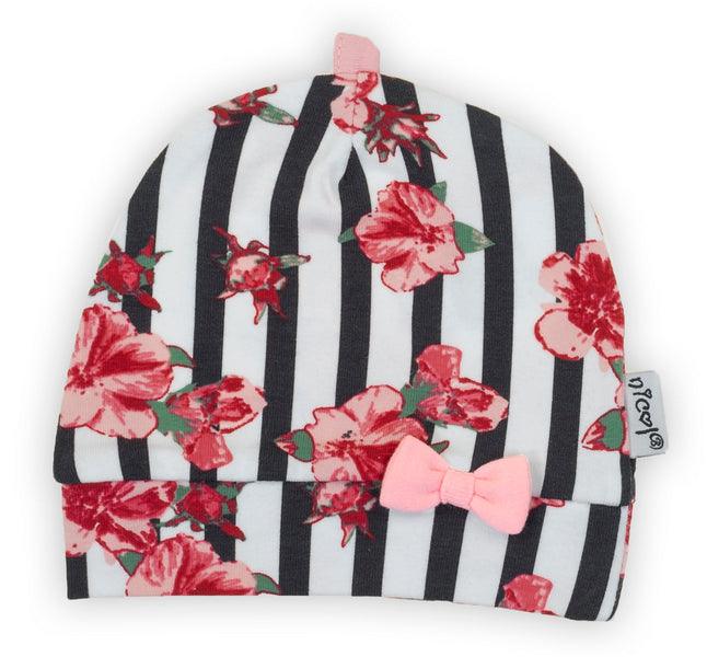 BamarNicol - Cotton cap, girl, stripes, pink, flowers NANA - Mari Kali Stores Cyprus