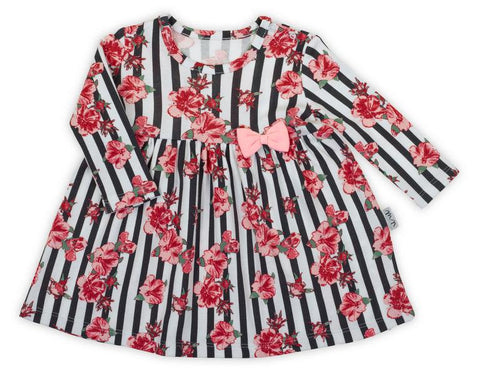 BamarNicol - Cotton dress, long sleeves, girl, stripes, flowers, pink NANA - Mari Kali Stores Cyprus