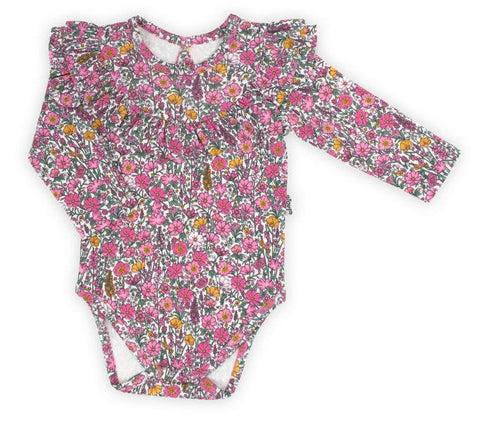 Bamar Nicol Girls' cotton bodysuit long sleeves floral pattern LEA - Mari Kali Stores Cyprus