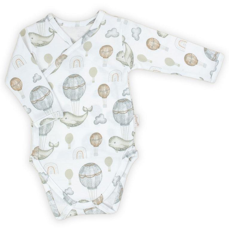 Bamar Nicol Cotton bodysuit envelope boys long sleeves white MIKI - Mari Kali Stores Cyprus