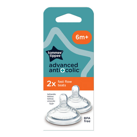 Tommee Tippee Advanced Anti-Colic Baby Bottle Teats, Fast Flow, 6+