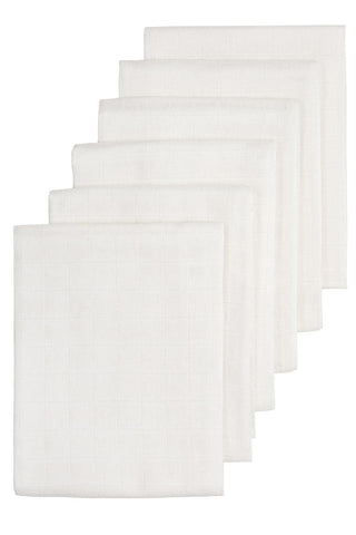 Meyco Muslin Squares 6-Pack Uni - White - 60x60cm - Mari Kali Stores Cyprus