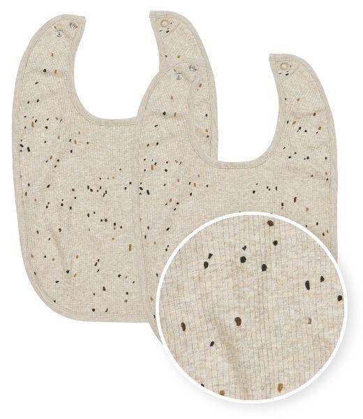 Meyco Bib With Press Stud 2-Pack Rib Mini Spot - Sand Melange - Mari Kali Stores Cyprus