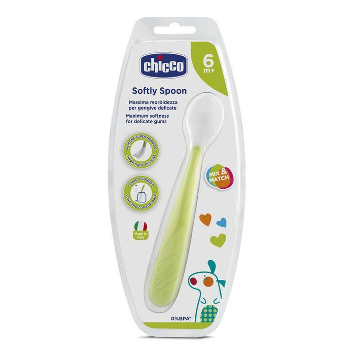 Buy Chicco Baby Soft Silicone Spoon - Green, 6m+ Online at Best