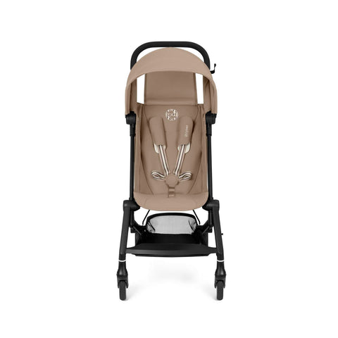 Almond Beige cybex agis baby stroller with black frame on a white background