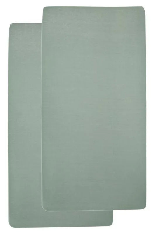Meyco - Meyco Baby Fitted Sheet 2-Pack for Junior Bed - Uni Stone Green (70x140/150cm) - Mari Kali Stores Cyprus