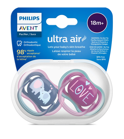 Avent ultra air Pacifier 18m+ Girl x 2