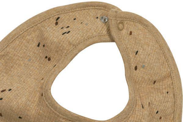 Meyco Bib With Press Stud 2-pack Rib Mini Spot - Toffee Melange - Mari Kali Stores Cyprus