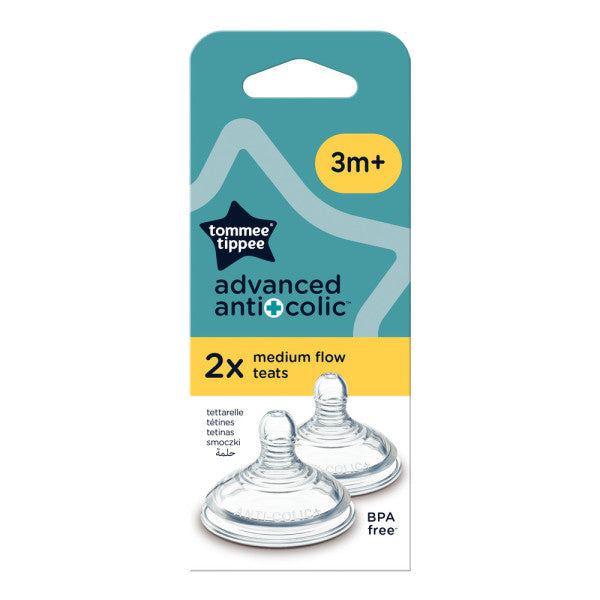 Tommee Tippee Advanced Anti-Colic Baby Bottle Teats, Medium Flow, 3+