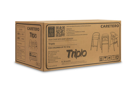Caretero HighChair & Bouncer Triplo 3 in 1 Grey