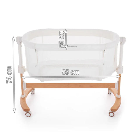 Petite&Mars Bedside crib Glory with swing function 2in1