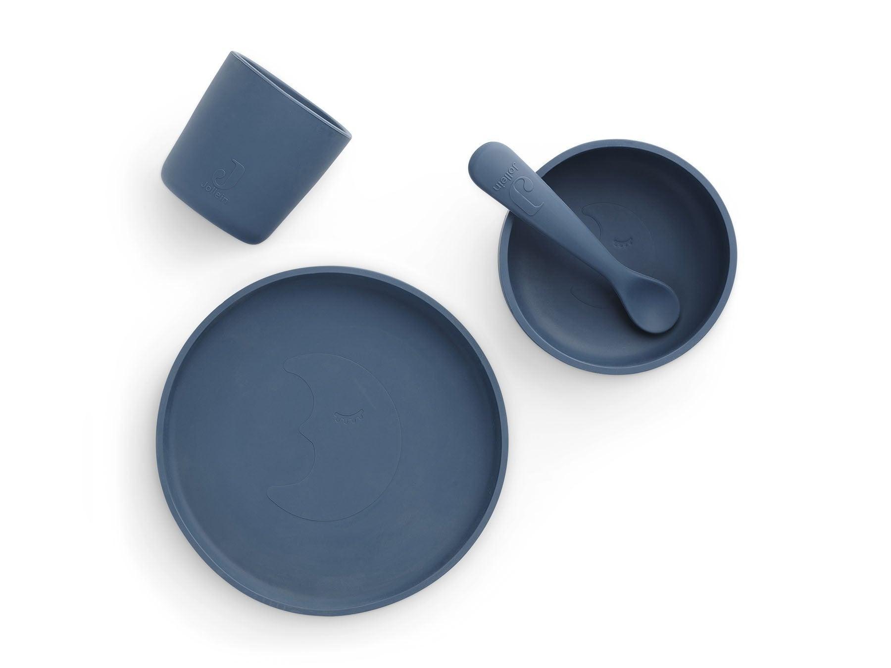 Jollein - Children's dinnerware set 4-piece - Silicone - Jeans Blue - Mari Kali Stores Cyprus