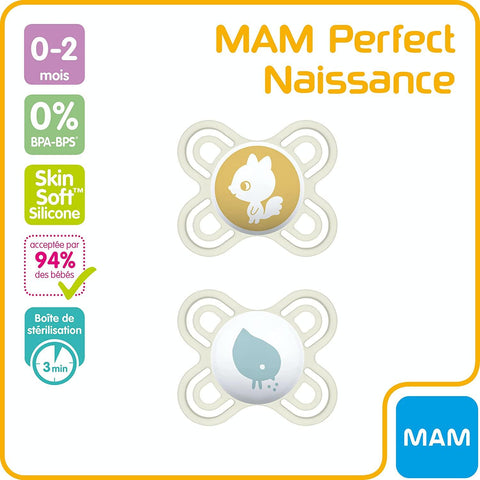 MAM - MAM silicone soother perfect start 0-2m 2-pcs - Mari Kali Stores Cyprus