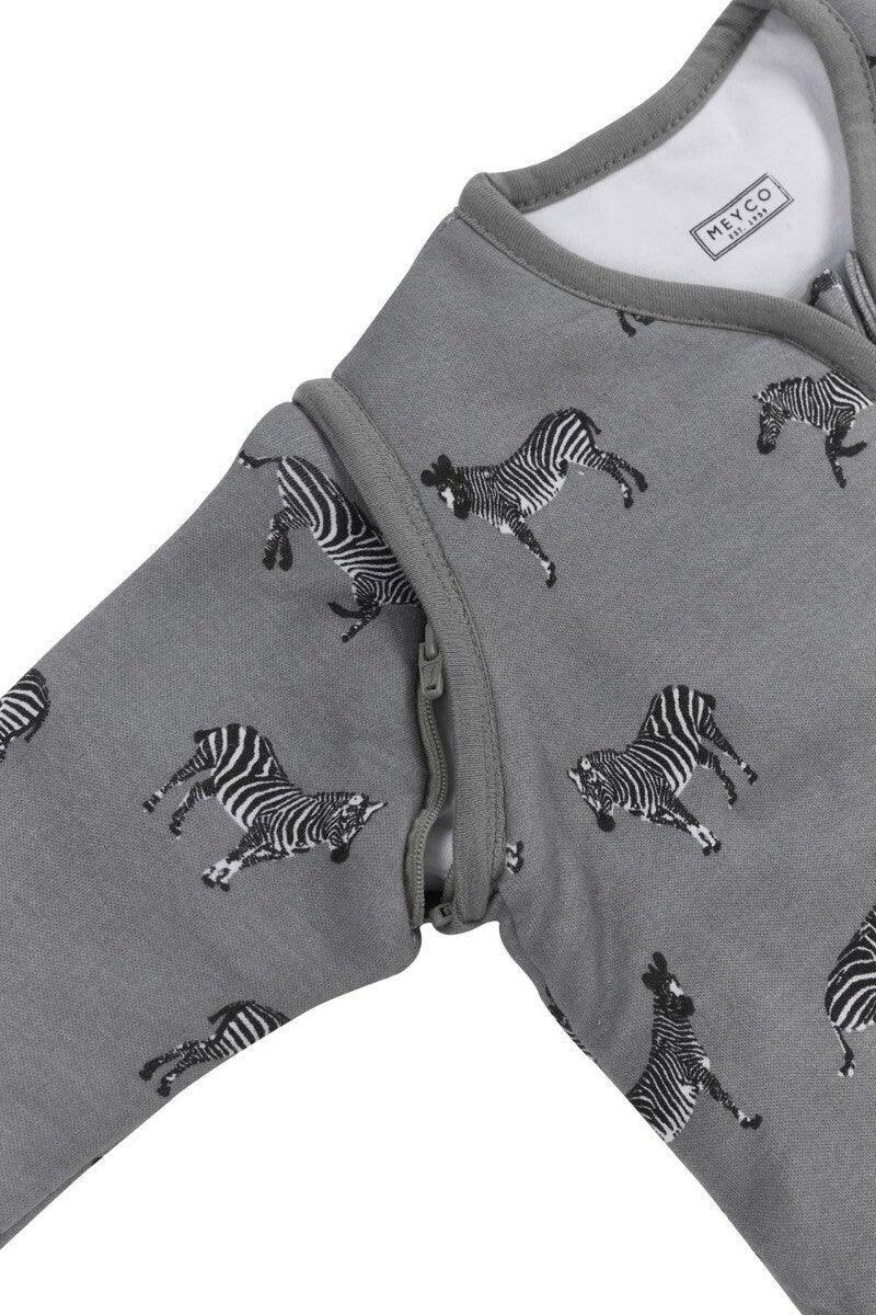 Meyco - Baby Sleeping Bag, Detachable Sleeve Lined Zebra Animal - Grey 90cm - Mari Kali Stores Cyprus