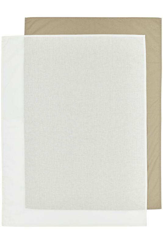 Meyco - Meyco Cot Bed Sheet 2-pack Uni - Taupe/offwhite - 100x150cm - Mari Kali Stores Cyprus