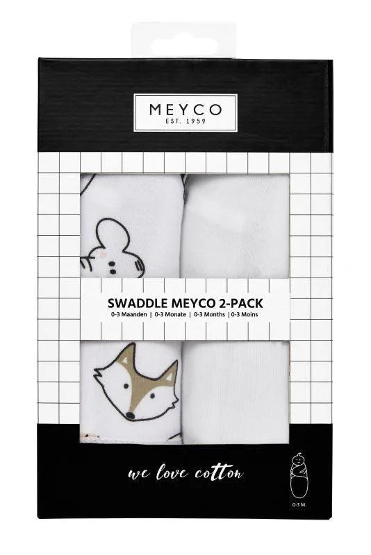 Meyco - Swaddle Meyco 2pack - Animal/Uni - 0-3m - Mari Kali Stores Cyprus