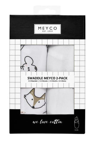 Meyco - Swaddle Meyco 2pack - Animal/Uni - 0-3m - Mari Kali Stores Cyprus