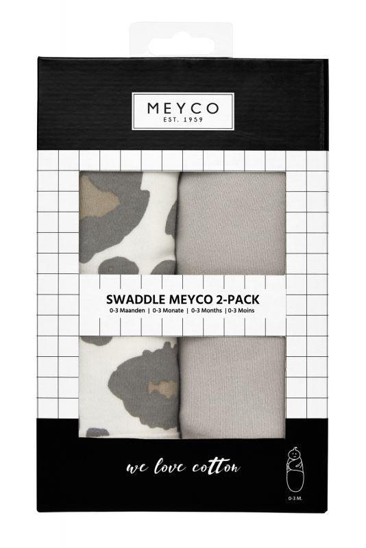 Meyco - Swaddle Meyco 2pack - Panther/Uni Grey - 0-3m - Mari Kali Stores Cyprus