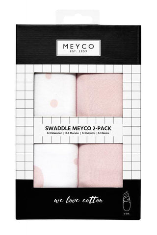 Meyco - Swaddle Meyco 2pack - Pink - 0-3m - Mari Kali Stores Cyprus