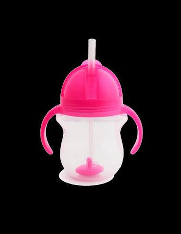 Munchkin Any Angle Click Lock Weighted 2pk Straw Trainer Cup - 7oz -  Pink/Purple