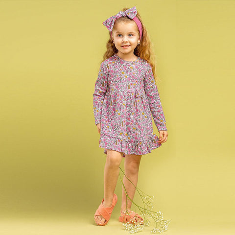 Bamar Nicol Cotton dress girls long sleeves with flowers LEA - Mari Kali Stores Cyprus