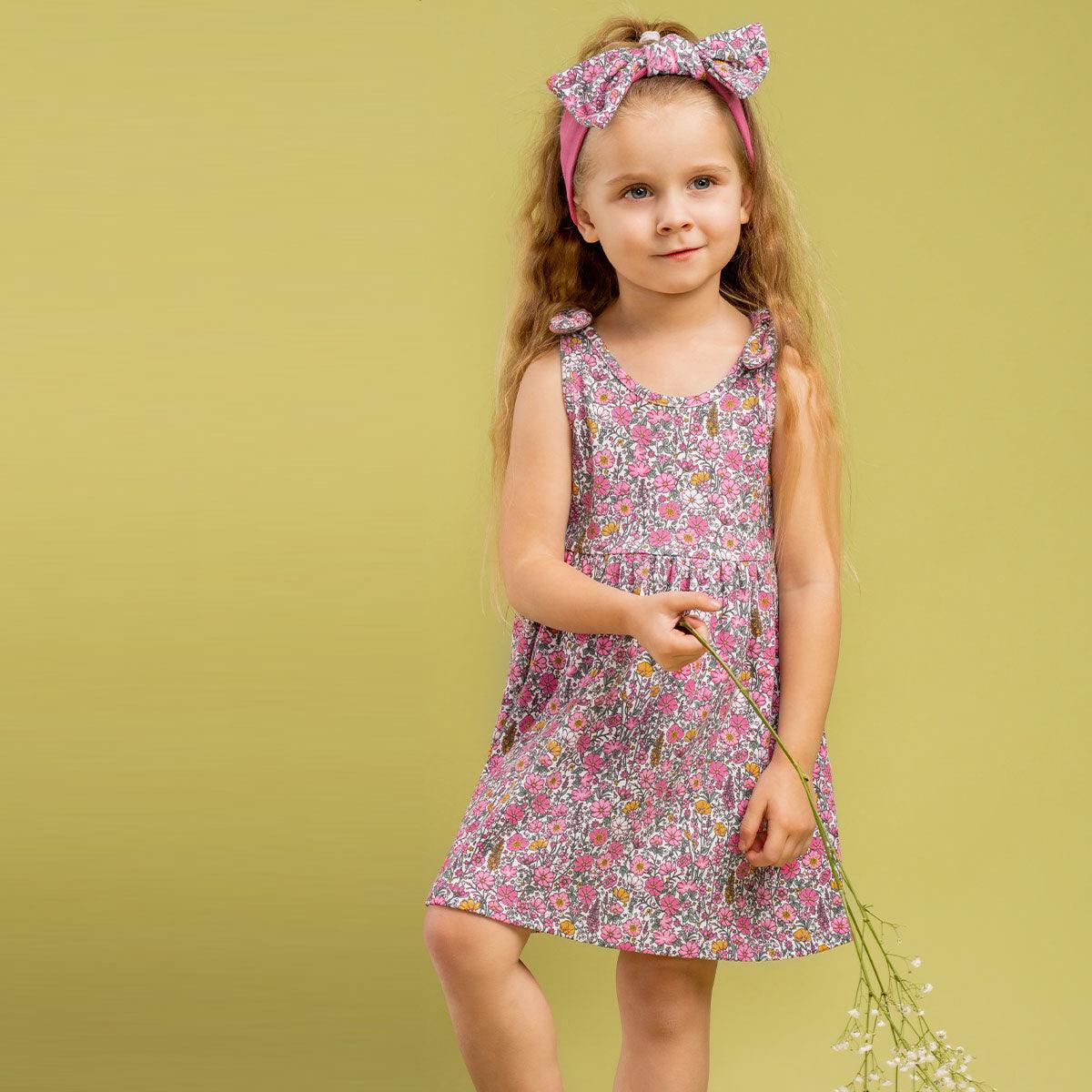 BamarNicol - Bamar Nicol Cotton dress with straps girls with flowers LEA - Mari Kali Stores Cyprus