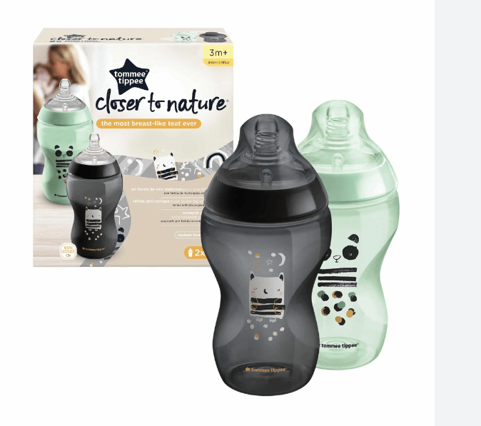 Tommee Tippee Baby Bottle Set with Medium Flow Silicone Nipple 3m+, 2x340ml - Mari Kali Stores Cyprus
