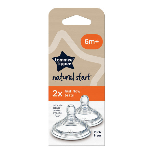 Tommee Tippee Natural Start Baby Bottle Teats, Fast Flow, 6+